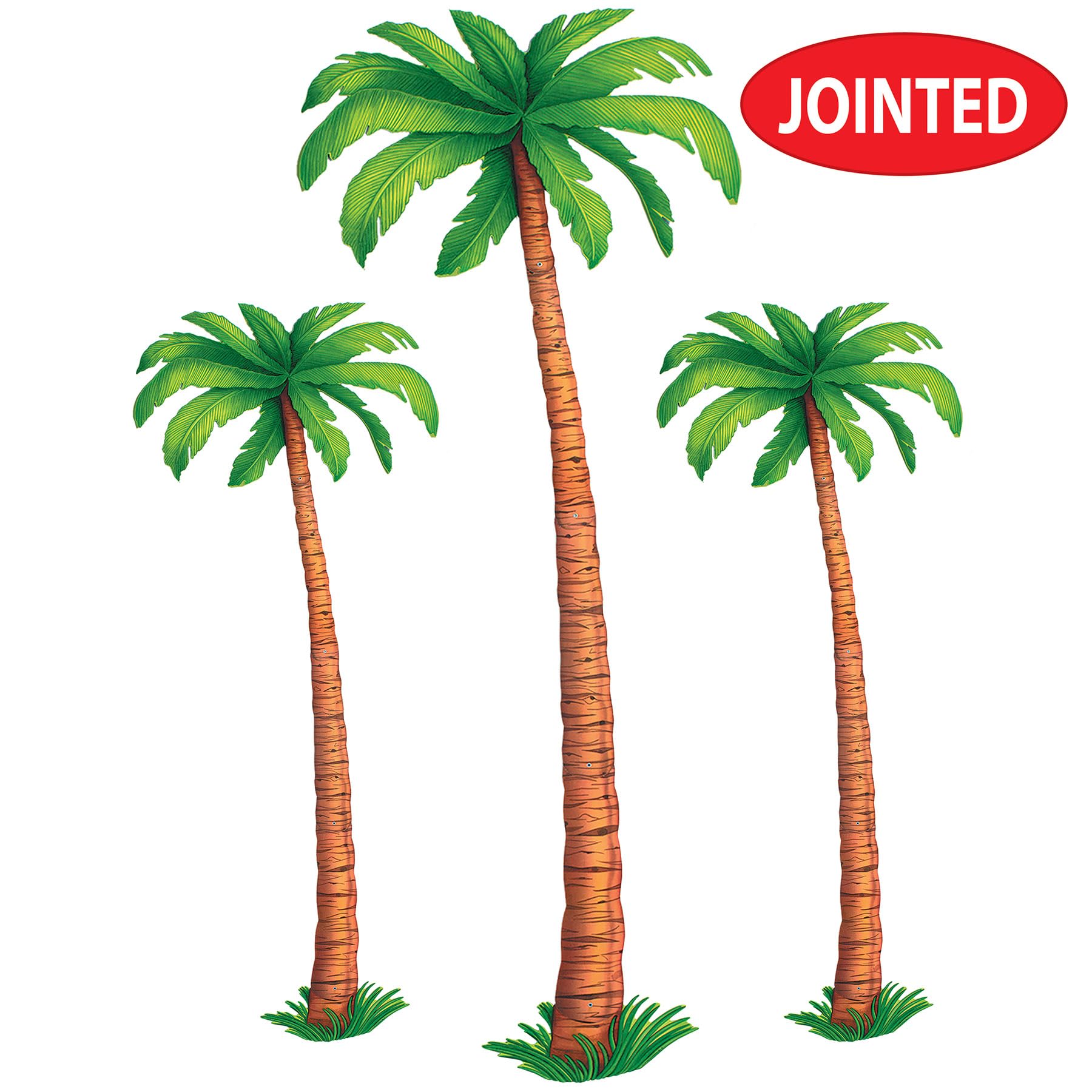 Beistle 3 Count Jointed Palm Tree Decorations, Cardstock Paper Cut Outs, Luau Beach Theme, Tropical Hawaiian Party D  Cor, 2-4 &